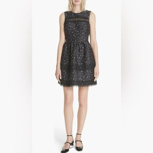 KATE SPADE Scatter Dot Mikado Fit & Flare Dress - NJMU8407 - Sz 0 - Picture 1 of 12